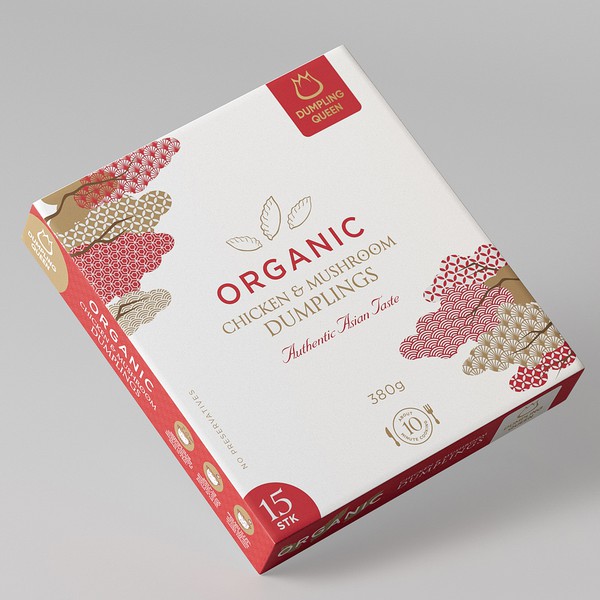 Design realizzato da Maxim Labels intitolato "Dumplings Package Design"