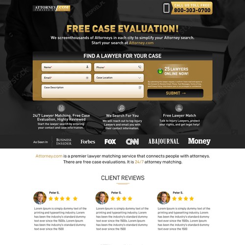 Design a Landing Page for Attorney.com Design by Atul-Arts