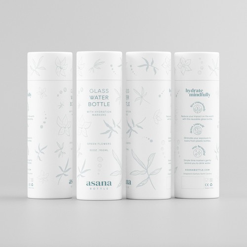 Packaging design for water bottle from female-focused modern lifestyle brand Diseño de eolinart