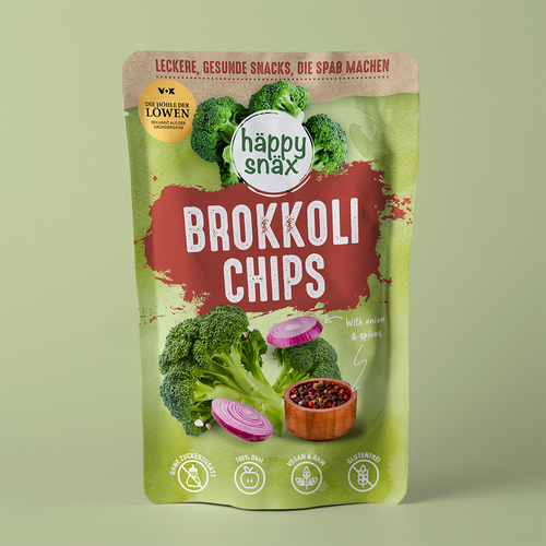 Verpackungsdesign für Doypack Gemüsechips: Vakuum frittierte Brokkoli Chips Design by cebiks