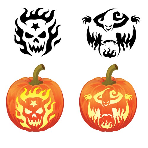 Halloween Jack-o-Lantern Glass Etching Stencils: Build a Scary Face