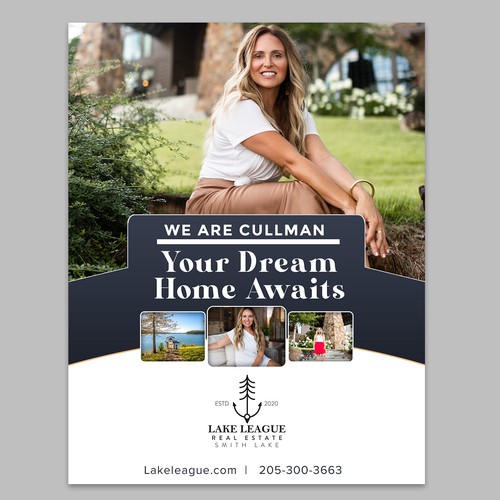 Need a full page magazine ad transitioning a new real estate company into town Design by Designer Group