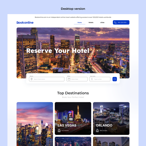 Design by BensinArts titled "Travel Site Landing Page"