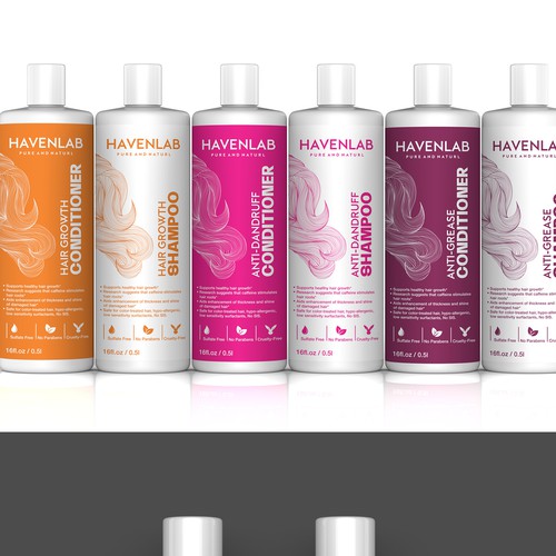New 100 natural shampoo and conditioner needs colourful packaging