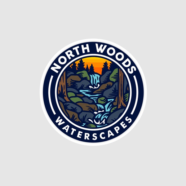 vintage waterfall badge logo