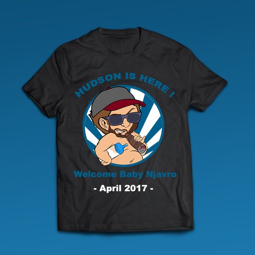 Design a fun cartoon!  Baby smoking cigar with bitmoji face Design by Imagined