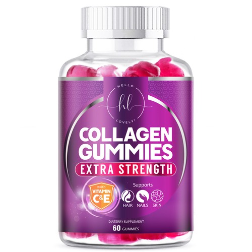 Design di Hello Lovely needs a Collagen Gummies product label di agooshe