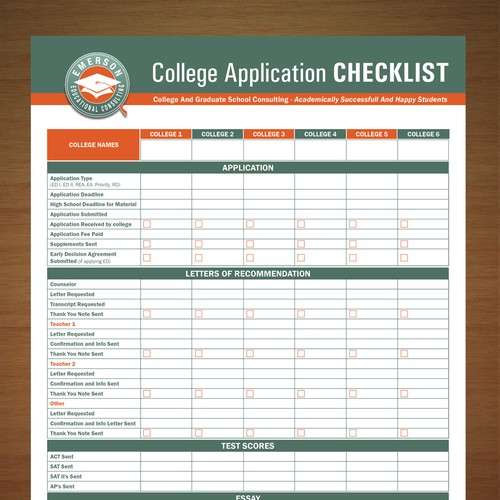 College Application Checklist | Other business or advertising contest