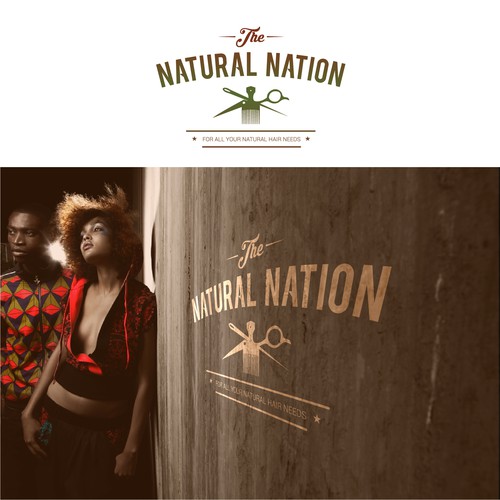 "The Natural Nation, Afrocentric hairstyling" winning Logo design