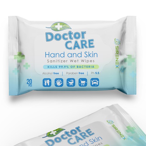 We need an eye-catching packaging for our disinfectant, hand sanitizer wet wipes Réalisé par GREYYCLOUD