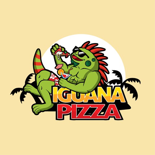 Create a playful logo for Caribbean "Iguana Pizza" restaurant Design by CAKPAN