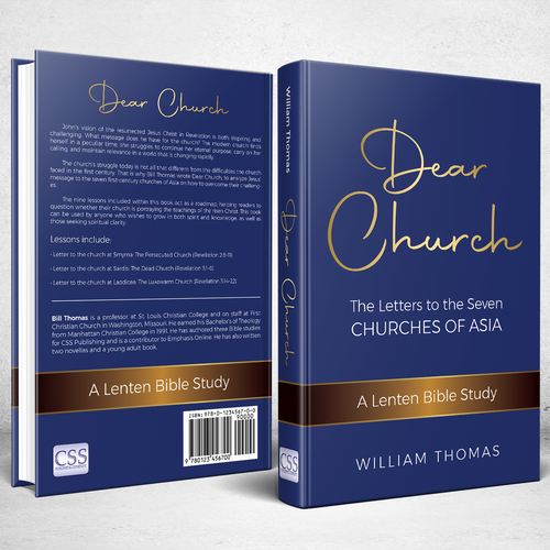 Design a book cover for a Christian Bible Study, "Dear Church: The Letters to the Seven Churches Design by Bovan