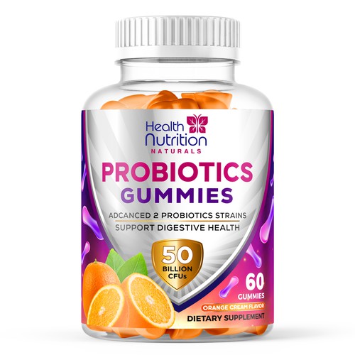 Healthy Probiotic Gummies Label needed for Health Nutrition Design by JOHN's_AlphaCreation