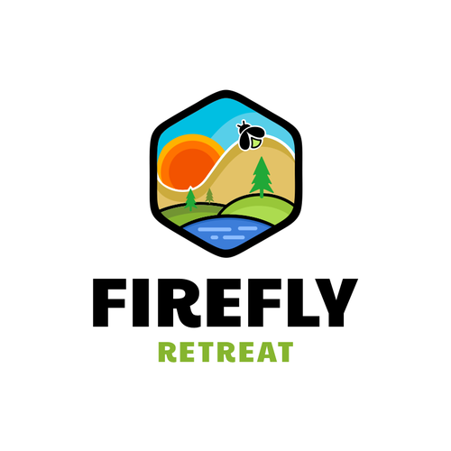 Firefly Retreat. Fun logo inspiring families to explore the outdoors! Design by hidra ✅