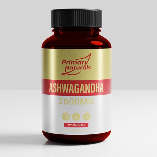 point0worksさんのPrimary Naturals Needs a Supplement Label Designed - Ashwagandhaデザイン