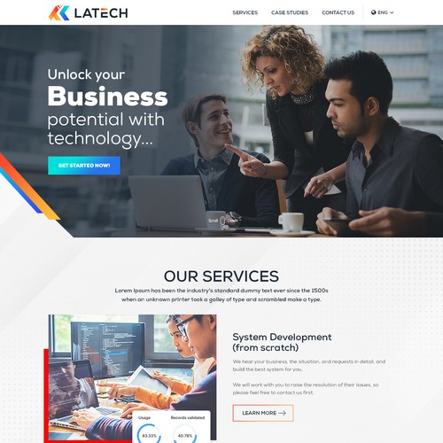 Please create a corporate page for my IT consulting and software development firm Design by Jasmin_A (AMPLE)