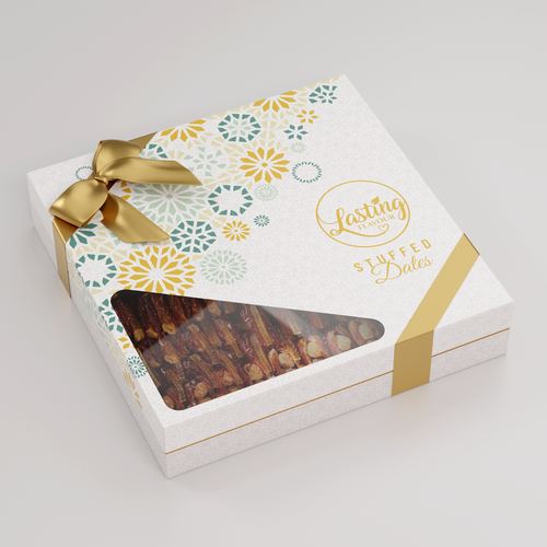 We need a powerful package design for our new assorted stuffed dates product Design by Moluccas.Project