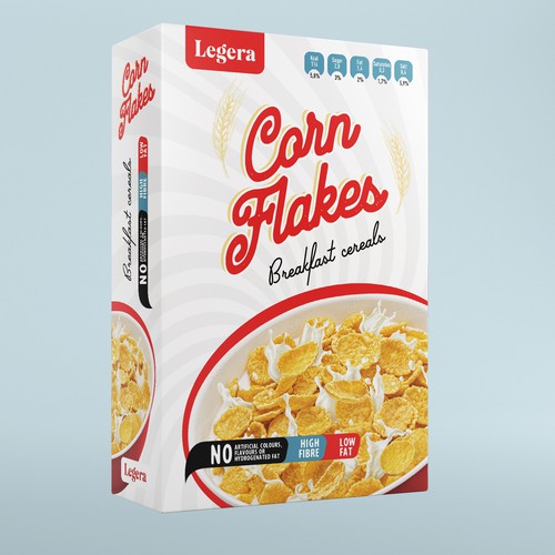 Premium cereal breakfast packaging (Corn Flakes) Design by Davi Giolo ★