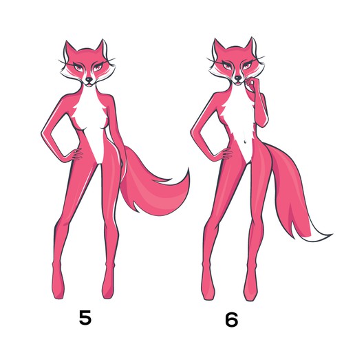 Create a fun, sexy, female, humanoid-fox character/icon for Foxy Design by aSveta