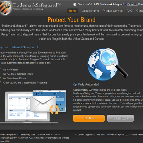 website design for Trademark Safeguard Diseño de djatie