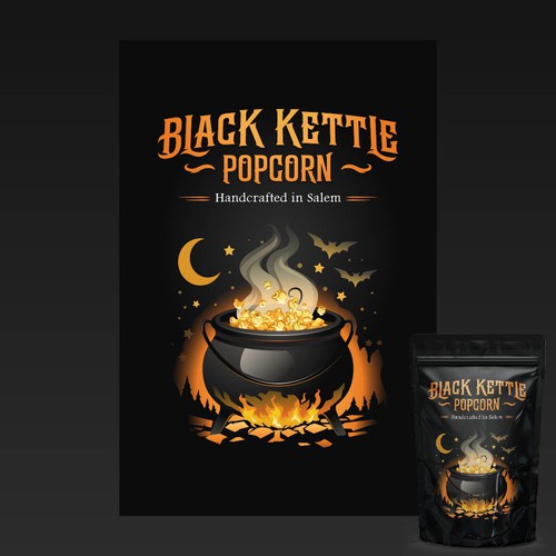 "Black Kettle Popcorn" winning Product packaging
