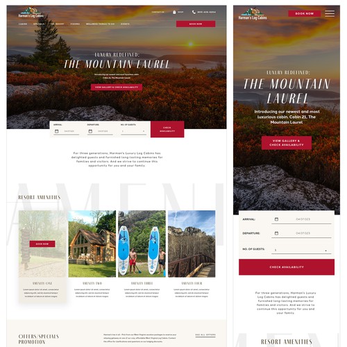 Design a website for luxury log cabin vacation rentals in the mountains Design by Beryl O.