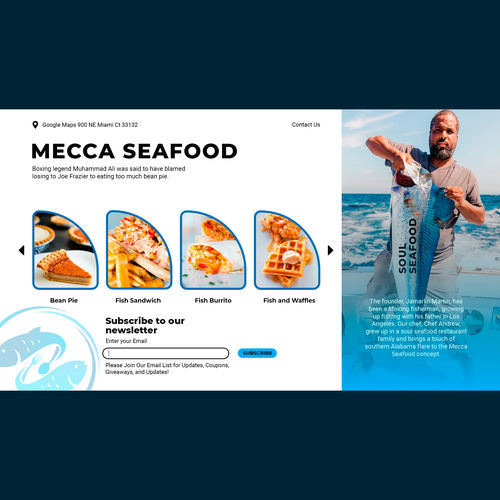 Miami Soul Seafood Restaurant Concept 1 Page Only Design by AndreiaZaytseva®