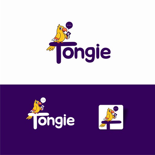 Design di Design Tongie's brand which is an A.I. boosted, language teaching mobile app di Logood.id