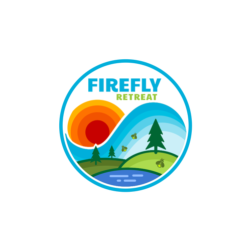 Firefly Retreat. Fun logo inspiring families to explore the outdoors! Design von hidra ✅