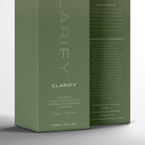 Luxury, high-end product box design for facial cleanser. Design by Santiago Trabucco