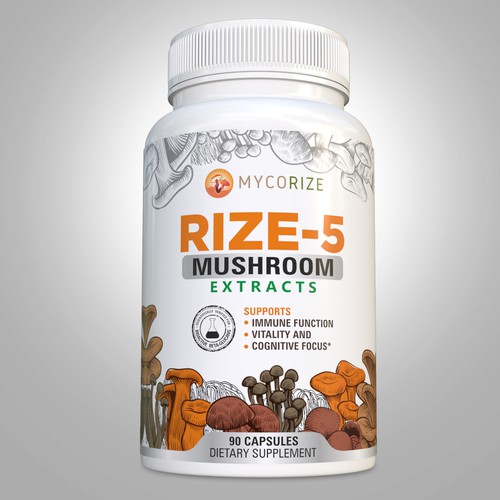 Mushroom Supplement Label Needed! Clean & Modern with a creative flare! Design réalisé par Aalamvision