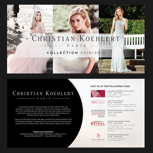 Flyer design for evening dress label needed to invite our customers to Exhibitions Design by _Blue_