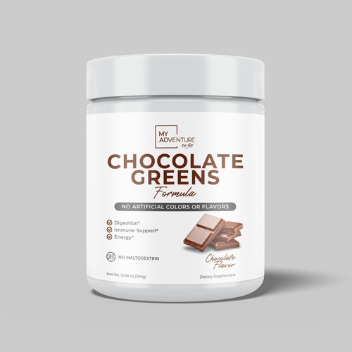 Chocolate Greens Superfood label design Design by Bee Man