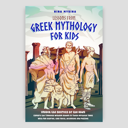 An eye-catching book cover design on Greek mythology for kids Design by DesignVibe