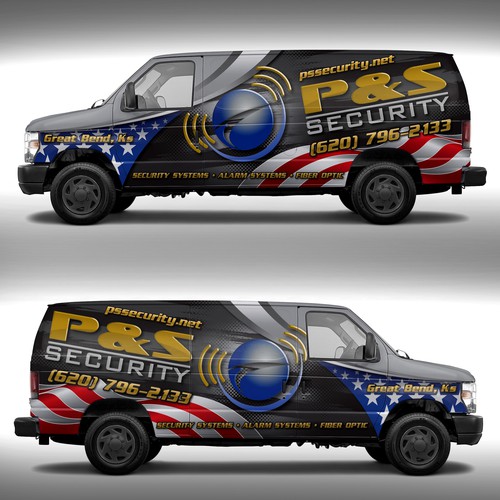 Americana, Service van that installs alarm systems, camera systems & install fiber optic cables Diseño de adelea