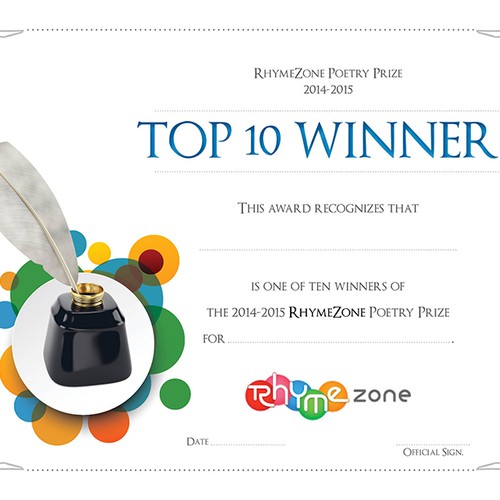 Create a beautiful award certificate for the RhymeZone Poetry Prize