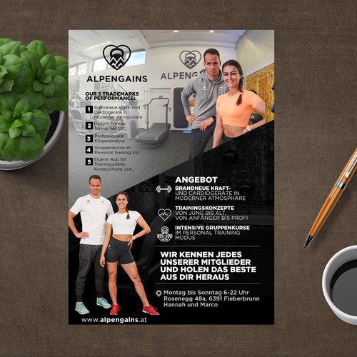 a5 poster design for special gym in the mountains / Community & Training... Design by ektadevesh