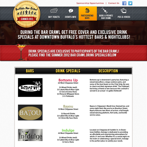 $1,420: New Website for "Bar Crawl" Nightlife Event Company! Ontwerp door derpina