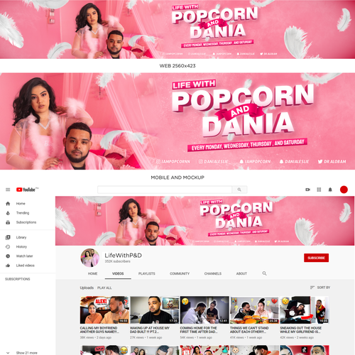 Famous  couple channel banner revamp that will be seen by millions, Banner ad contest