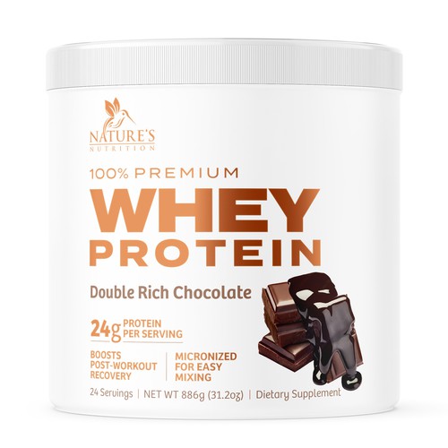 Tasty Whey Protein Chocolate Design Needed for Nature's Nutrition Design réalisé par Leoxgfx