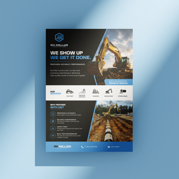 Design by AnnabelDesign titled "Modern Construction Flyer for RA Miller Construction"