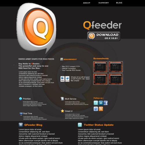 Simple OSX Desktop App Homepage Réalisé par Reservemyart