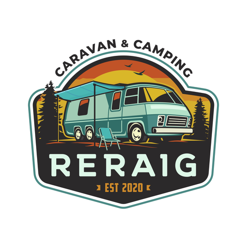 Retro RV camp logo for our new cool campsite! Design by D!