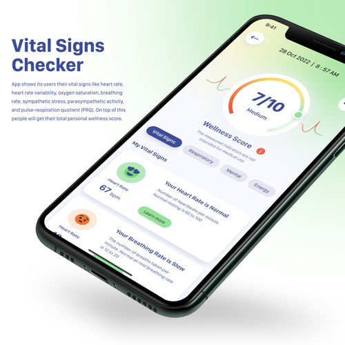 Wellness "vital signs" app - redesign Design by otoso