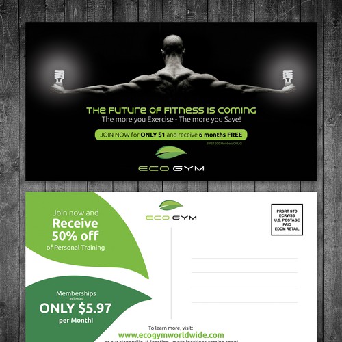 Create the next postcard or flyer for eco gym