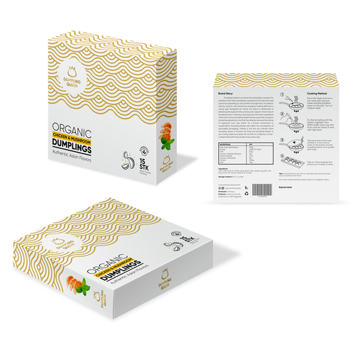 Design a premium and morden packaging for a healthy organic dumpling box Design by Leila Amorim