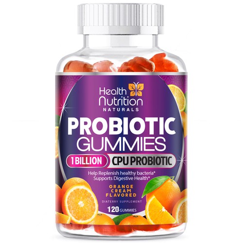 Design Healthy Probiotic Gummies Label needed for Health Nutrition por agooshe