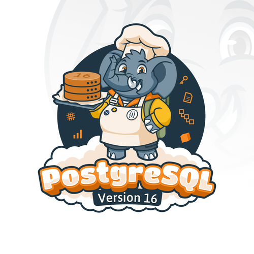 PostgreSQL v16 Release Artwork Design by ridjam