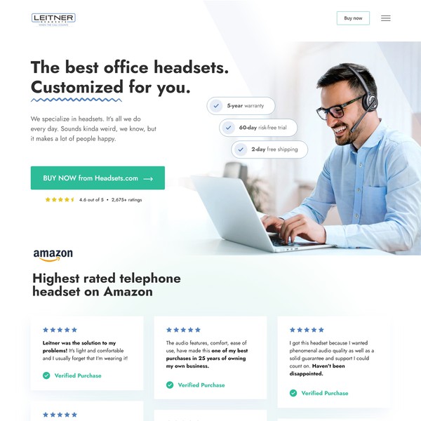 Design realizzato da Mulbrry intitolato "Landing Page for Office Headset Manufacturer"