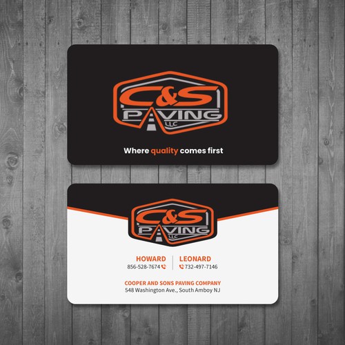 We are an asphalt paving company  card with character, style, stands out from everyone nothing bland no white ,add stuff Design réalisé par Tcmenk